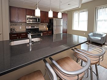 Fully Furnished Corporate Housing at The Residences at Hanna in Downtown Cleveland OH - Kitchen